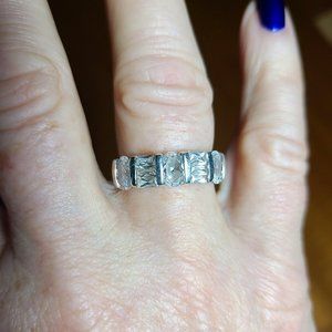 Silver ring with clear stones